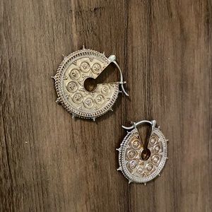 Buddha jewelry organics goddess earrings in white brass semi gold silver finish